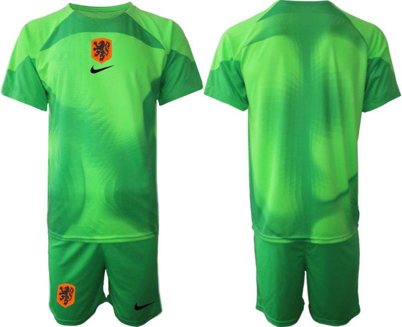 Men 2022 World Cup National Team Netherlands green goalkeeper blank Soccer Jersey-0